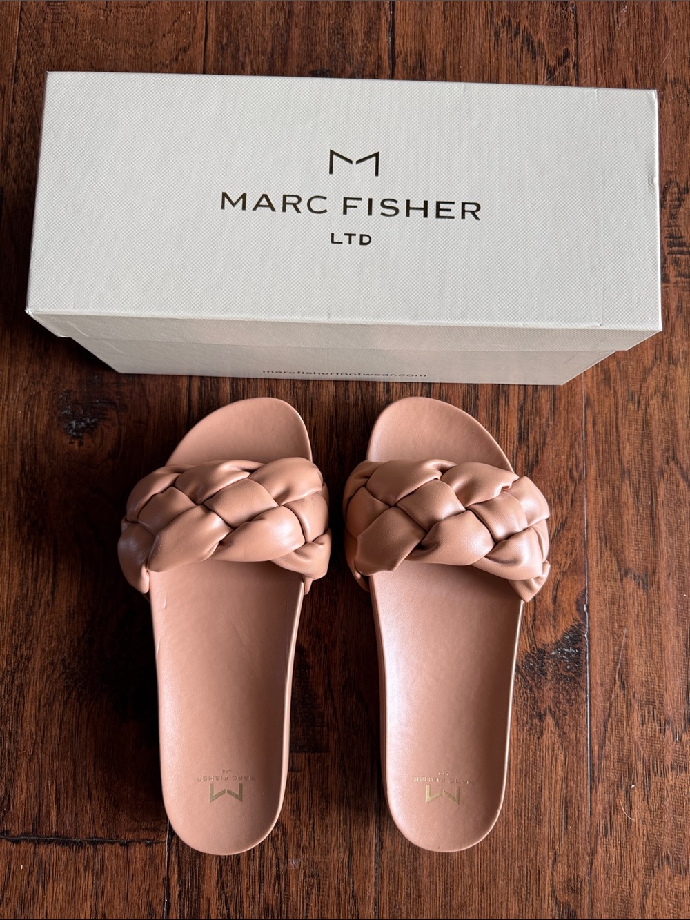 Marc Fisher Braided Slide Sandals in medium tan